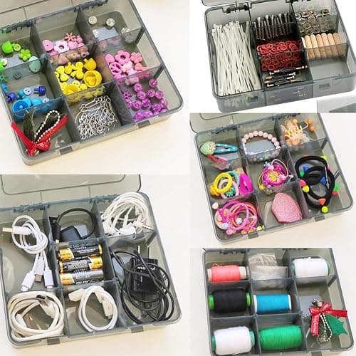Vidifor 9 Grids Art Craft Supply Organizer Storage Containers, Compartment Storage Box with Removable Dividers for Jewelry, Beads, Buttons, Small Parts thumbnail 4
