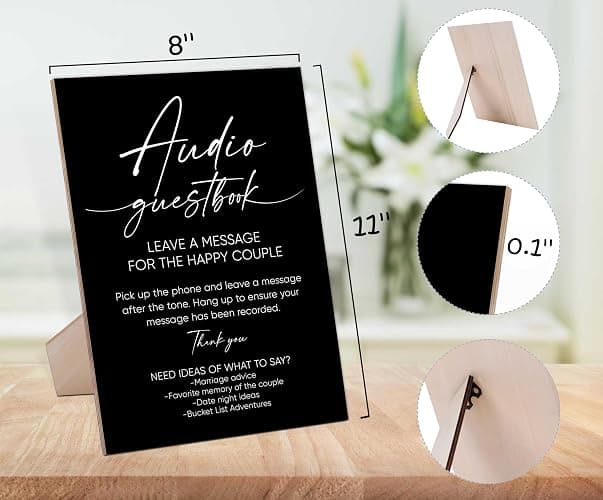 Audio Guest Book Sign, Minimalist Wooden Sign With Stand, Wedding Reception Signs, Party Supplies, Bridal Shower Centerpieces, Engagement Party Decorations, Sign Our Guest Book Signs For Wedding-4 thumbnail 3