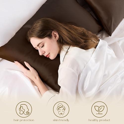 ZIMASILK 100% Pure Mulberry Silk Pillowcase for Hair and Skin Health,Soft and Smooth,Both Sides Premium Grade 6A Silk,600 Thread Count,with Hidden Zipper,1pc(Standard 20''x26'',Chocolate) thumbnail 5