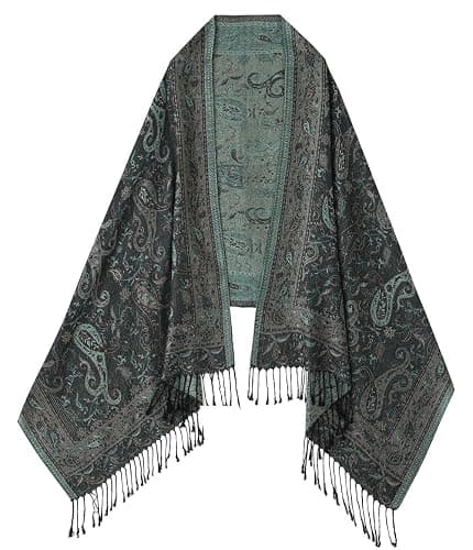 Umjetnost Womens Soft Silky Pashmina Rave Scarf Paisley Pattern Pashmina Shawl Wrap with Fringes thumbnail 2
