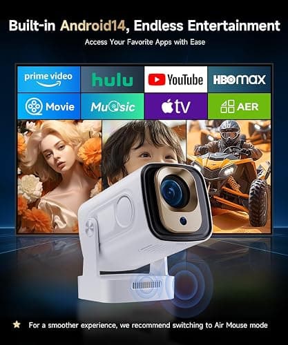 Magcubic Mini Smart Projector with 4K Support, Portable Projector with WiFi and Bluetooth, 5W Speaker, Built in Apps, Voice Control, Outdoor Movie Projector (White) thumbnail 5