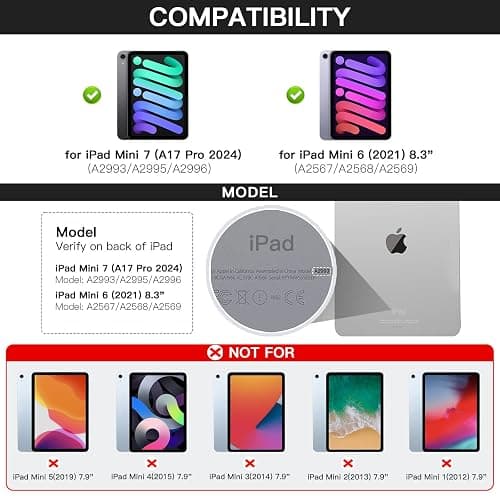 RAYMCRAFT Keyboard Case for iPad mini 7 A17 Pro(2024) & Mini 6 (2021) 8.3", 360° Rotate Case for iPad mini 7th/6th Generation, 7 Colors Backlit Keyboard with Trackpad, Type-C Rechargeable, Black thumbnail 2