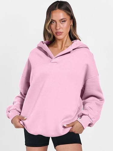 ANRABESS Womens Oversized Hoodies V Neck Sweatshirts Fleece Long Sleeve Pullover Y2K Clothes 2025 Fall Trendy Outfits thumbnail 7