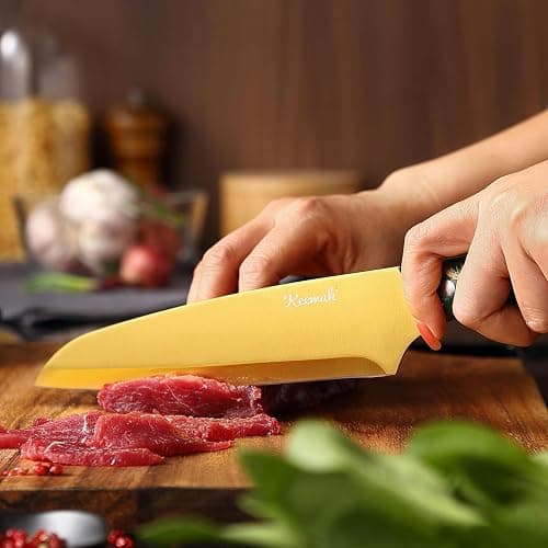 Keewah Knife Set, 16 Piece Kitchen Knives set with Acrylic Stand, Gold thumbnail 5