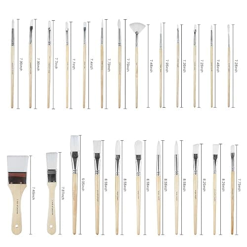Paint Brushes Set of 24 Pieces Wooden Handles Brushes with Canvas Brush Case, Professional for Oil, Acrylic and Watercolor Painting thumbnail 3