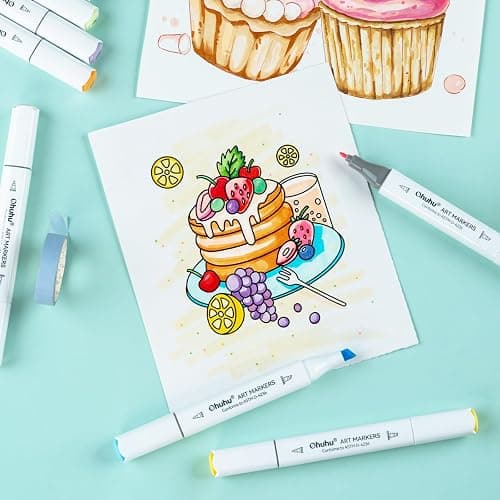 Ohuhu Alcohol Markers 80 Colors for Beginners Chisel& Fine for Coloring | Dual Tips Alcohol-based Art Marker Set with Blender for Adults Artists Drawing Illustration Sketching, Great Value Pack thumbnail 3