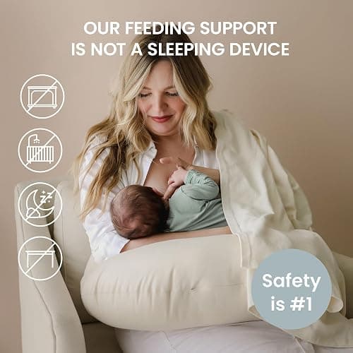 snuggle me Organic Nursing Pillow - Bottle & Breastfeeding Pillow with Organic Cotton Cover & Fiberfill, Machine Washable, Newborn Essentials Must Haves (Natural) - Natural thumbnail 8