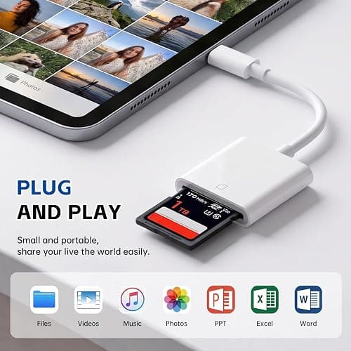 MTIQHS USB C SD Card Reader, Type C Memory Digital Camera Adapter | White, Trail Game Camera Viewer, USB C Memory Card Reader for iPhone 17/16/15,iPad,MacBook,iMac,Galaxy,Android thumbnail 3
