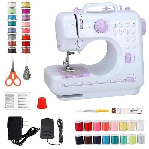 Mini Sewing Machine for Beginners, Portable Electric Sewing Machine with Dual Speed, 12 Built-in Stitches, Foot Pedal, and Accessories Kit for Home DIY Projects & Gift - Image 1