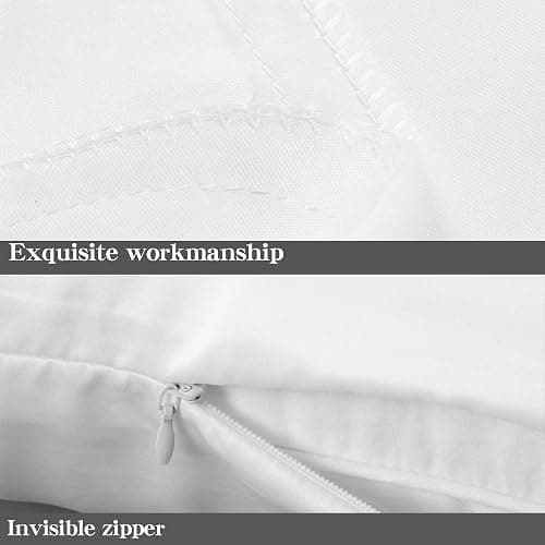 NTBAY Standard Satin Pillowcases, Set of 2, Zipper, Pure White | Smooth Silky Microfiber Satin Pillowcases with Hidden Zippers for Hair and Skin, 20 x 26 Inches, Pillow Inserts Not Included thumbnail 4