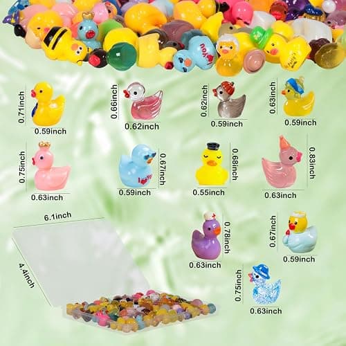 U-Zimikee 80 Pcs Resin Ducks with Storage Box, Multicolor Mini Resin Ducks, Tiny Duck to Hide, Miniature Duck Figurines Bulk for Fairy Garden, Micro Landscape Ornament Dollhouse Decoration thumbnail 4