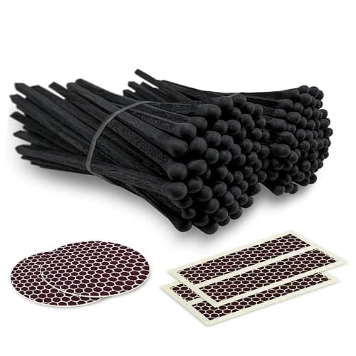 4" All Black Matches (100 Count, with Striking Stickers Included) | Decorative Unique & Fun for Your Home, Gifts, Accessories & Events | Premium Long Wood Safety Matches by Thankful Greetings - Image 1