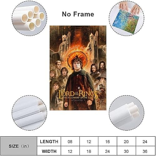 WZLLHA The Lord of The Rings The Fellowship of The RingArt Canvas Vintage Print Posters for Room Modern Bedroom Decor Aesthetic Bar Cart Wall DecorUnframe-style12x18inch(30x45cm) thumbnail 3