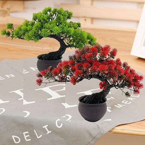 Fycooler Artificial Plants Artificial Bonsai Juniper Tree Potted Faux Japanese Pine Bonsai Simulation Zen Garden Fake Plant Artificial Bonsai Tree for Home Office Showcase Indoor Décor Desktop Display thumbnail 2