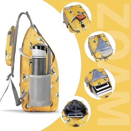 ZOMAKE Sling Bag,Small Crossbody Sling Backpack,Water Resistant Shoulder Daypack for Travel,Anti Thief Chest Bag for Hiking(Bee Yellow) thumbnail 4