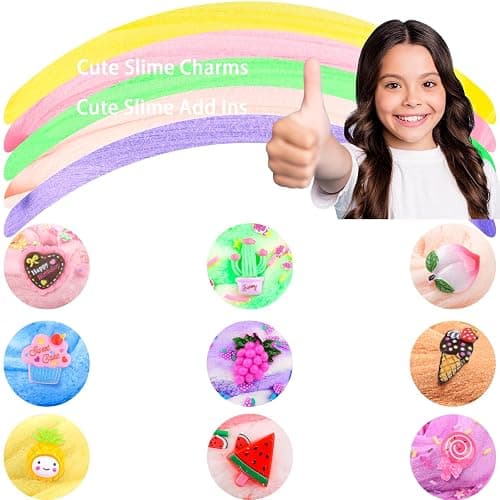 Cloud Slime Kit 9 Pack, with Peach Watermelon Pineapple Cake Slime Charms, DIY Slime Supplies for Girls and Boys, Stress Relief Toy for Kids Education, Party Favor, Gift and Birthday - 9pack thumbnail 6