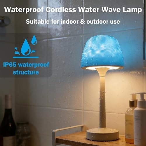 Waterproof Shower Lamp Cordless, Rechargeable Shower Light with 16 Color Ocean Wave Lights Projector, Rechargeable Bathroom Lamp with Touch & Remote Control,Spa-Like Mood Light for Bathtub/Shower thumbnail 5