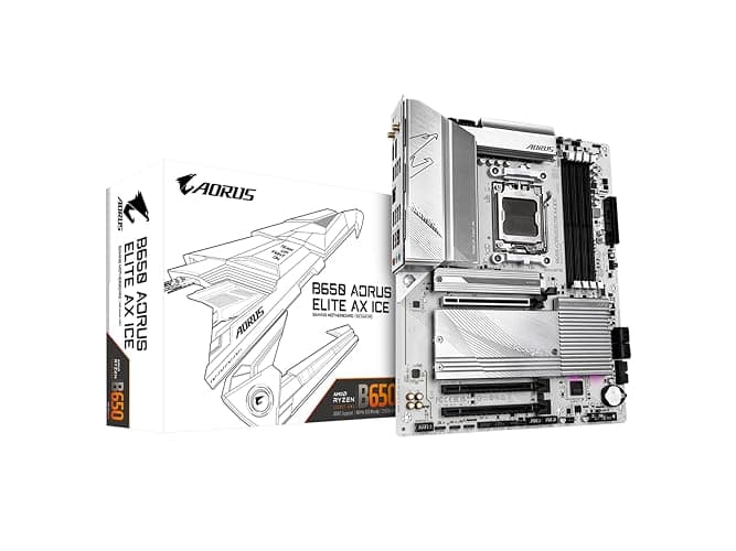GIGABYTE B650 AORUS Elite AX ICE (AM5/ LGA 1718/ AMD/ B650/ ATX/ 5-Year Warranty/ DDR5/ Triple M.2/ PCIe 5.0/ USB 3.2 Gen2X2 Type-C/WiFi 6E/ 2.5GbE LAN/Snow White/EZ-Latch/Motherboard) - Image 1