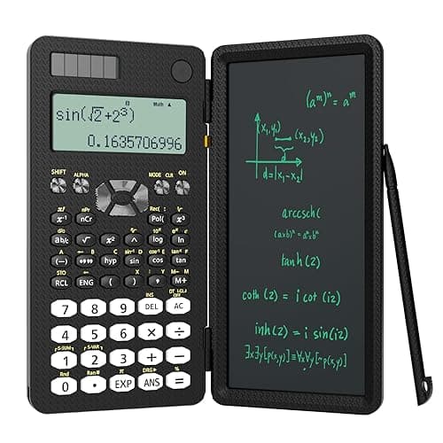Scientific Calculator for School with Notepad, ROATEE Middle and High School Supplies for Students, 82 MS Foldable 2-Line Display Science Calculator with Writing Tablet, Solar and Battery Powered - 82MS