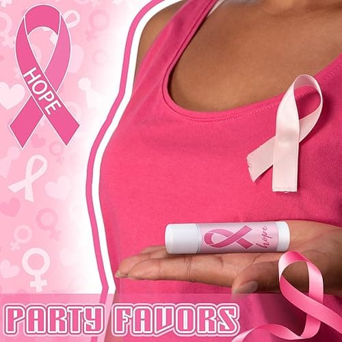 Siifert 50 Pack Breast Cancer Awareness Accessories Gifts Bulk Lip Balms Favors Pink Ribbon Lip Balms Favors Breast Cancer Awareness Month Support Party Items Decorations for Women Men Survivors - 50 thumbnail 5