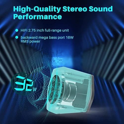 G2000 32W PC Computer Speakers for Gaming Desktop PC Laptop Mac Computer Woofer Speakers Bluetooth USB 3.5mm AUX Inputs RGB Lights Multimedia Speakers White thumbnail 3