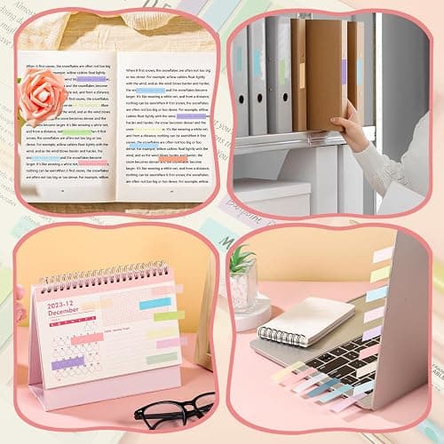 Yoosso 1000 Stück Haftstreifen, 5 Stile Sticky Notes Klebezettel | Klein Haftmarker Index Tabs Haftnotizen Pastell Pagemarker Selbstklebend für Büro Schule Seitenmarkierung (Mehrfarbig) thumbnail 7