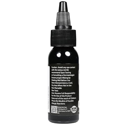 Element Tattoo Supply Nighthawk Black Tattoo Ink Vegan Professional 1oz | cruelty free formula, made in usa, richly pigmented for bold lines, smooth consistent flow, safe for human skin thumbnail 11