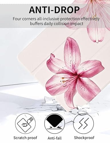 Fycyko Case for iPad (A16) 11th Generation 11 Inch 2025/iPad 10th Generation 10.9 Inch 2022, Aesthetics Flower Pattern Design with Pencil Holder Shockproof Protective Cover,Lily thumbnail 3