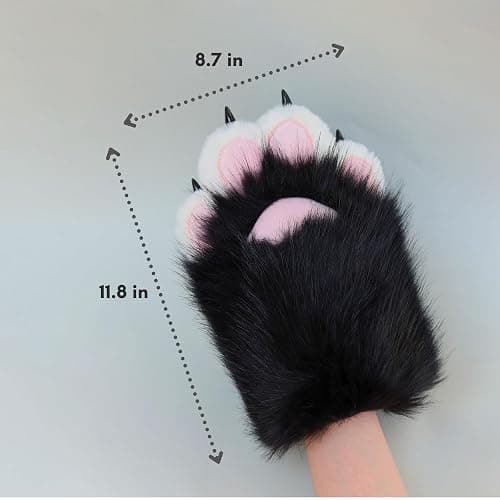 NexinEstic Therian Paws Comfy Furry Paws Faux Fur Fursuit Paws, Therian Stuff Therian Gear, Cat Paw Gloves with Claws Cosplay thumbnail 6