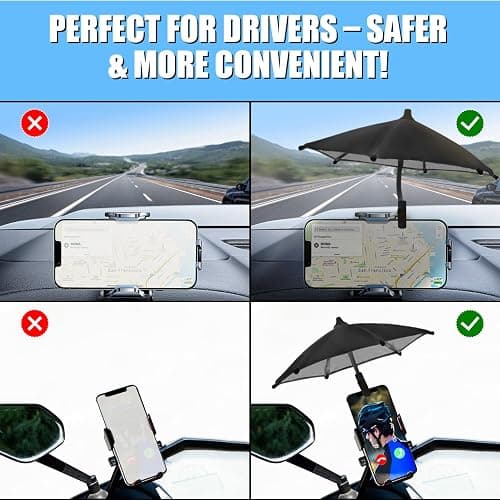 Phone Umbrella - Anti-Glare Sun Shade, Phone Umbrella for Sun iPhone, Clip On umbrella for phone sun shade, Protects from Sunlight and Glare, Outdoor Activities, Universal Fit for All Smartphones thumbnail 4