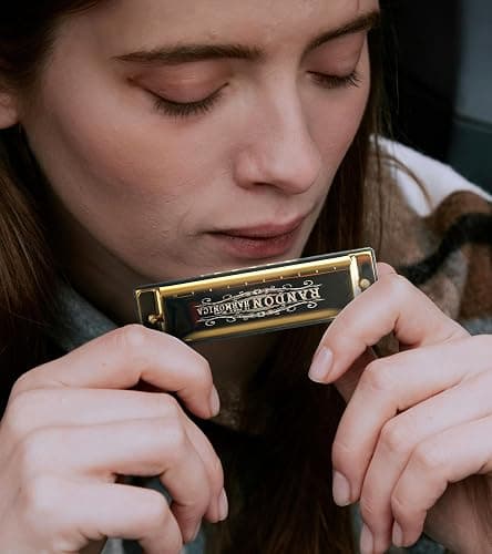 Randon Golden Harmonica Key of C with Case, 10 Holes 20 Tones Diatonic Harmonicas Mouth Organ, Blues Harmonica for Adults/Kids/Professional Players/Beginners, Vintage Style Harmonica, as a Gift thumbnail 8