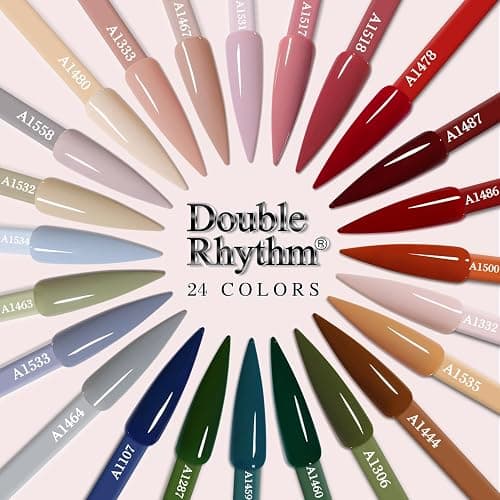 Double Rhythm 28Pcs 0.5Oz Gel Nail Polish Set Same Color Same Bottle Soak Off Gel Polish Kit Nail Art Manicure Salon DIY at Home for Women (Burgundy Green Collection-T24-1) thumbnail 5