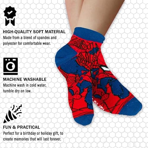 Marvel Spider-man Socks for Boys, 10 Pairs Low Cut Socks for Boys Ages 3-9 thumbnail 5