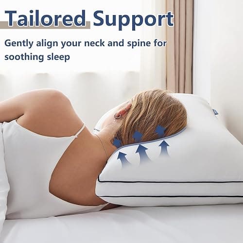 CozyLux Pillows Queen Size Set of 2, Soft and Supportive 3D Down Alternative Bed Pillow for Sleeping 2 Pack White, Luxury Hotel Quality Gusseted Bedding Pillow for Back, Stomach or Side Sleepers 18x28 thumbnail 4