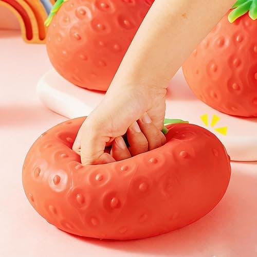 Giant Strawberry Squishy Jumbo, Squeezy Strawberry Stress Ball, Jumbo Squishy Strawberry Fidget Adults, Squishy Toys Large Strawberry, Party Favor Slow Rise Pressure Release Toy (3.14 x 1.96 in) thumbnail 4