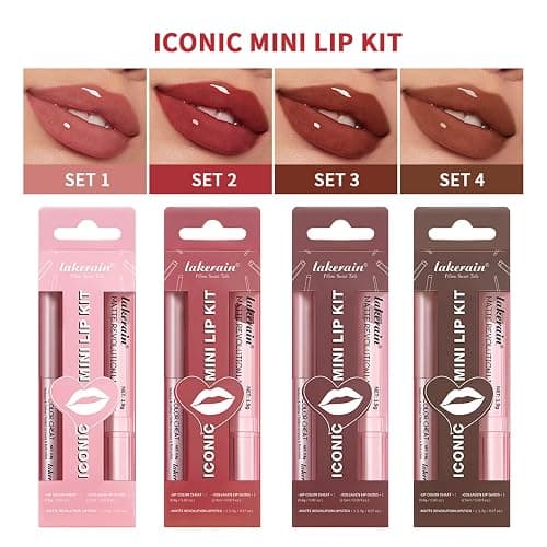 3PCS Lip Liner and Lipstick Combo Set - Matte Lip Liner Pencil, Velvet Matte Lipstick & Hydrating Collagen Lip Gloss - Long-Lasting, Smudge-Proof, High Pigment Nude Pink Lip Makeup Kit (Nude Pink) thumbnail 5