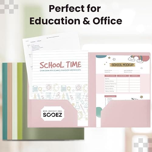 Sooez 6Pack Folders with Pockets, Heavy Duty Plastic Pocket Folders, 2 Pocket File Folders Bulk, School Business Folder Office Filing Supplies, Green Colors thumbnail 6