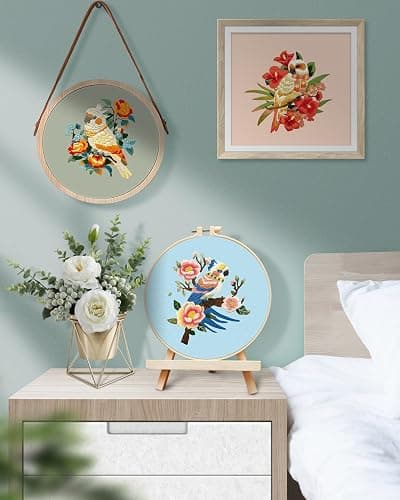 TINDTOP Embroidery Kit for Adult Beginners, Parrot Embroidery Stitch Practice kit Include Embroidery Cloth Hoops Threads for Craft Lover Hand Stitch thumbnail 6