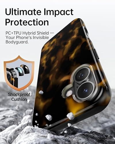 TAMUEL for iPhone 17 Case, Cute Aesthetic Tortoise Shell Phone Case, Compatible with Magsafe, Cheetah Leopard Print Brown Retro Turtle Amber Magnetic Slim Shockproof Protective Women Girl Men Cover thumbnail 4