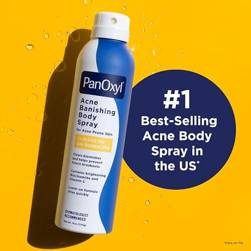 PanOxyl Acne Banishing Body Spray with 2% Salicylic Acid, Pimple Treatment Spray to Clear Stubborn Breakouts, 360-Degree Spray Nozzle, Skin-Brightening Niacinamide, Vitamin C, Witch Hazel, Aloe, 6 Oz thumbnail 4
