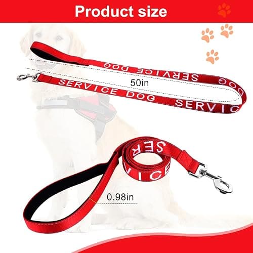 YeeBeny Service Dog Leash Emotional Support Leash Red 0.94 Width | service dog collarwith Neoprene Handle and Reflective Lettering, Service Dog Stuff for Vest for Harnesses, Vests or Collars thumbnail 2