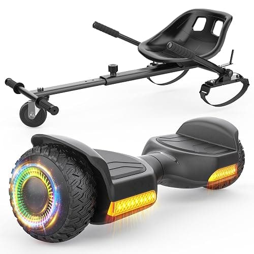 Gyroor Scooter with Adjustable Seat Attachment, 6.5" All-Terrain Self Balancing Scooter, 500W Motor, LED Lights & Bluetooth for Kids and Adults, Black - Image 1