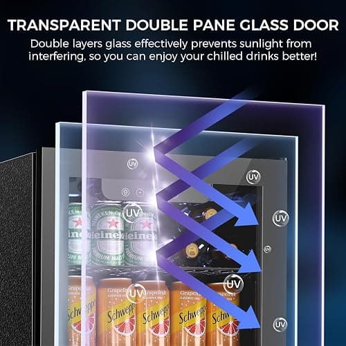 Electactic 68 Cans Beverage Refrigerator Cooler, 1.7 cu.ft Mini Fridge Glass Door Drink Cooler for Beer, Soda,Wine, Digital Temperature Control for Home Office Bar thumbnail 5