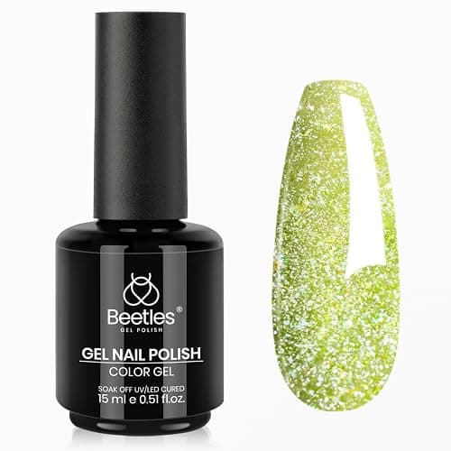Beetles Green Gel Nail Polish, 15 ML Spring Pistachio Frappe Glitter Gel Nail Polish Pastel Color Shimmer Soak Off UV Gel Polish Salon DIY at Home Gift for Women - Image 1