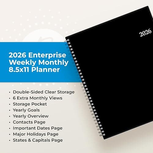 Blue Sky 2026 Weekly and Monthly Planner Calendar, Includes January 2026 - December 2026, 8.5" x 11", Flexible Cover, Wirebound, Laminated Tabs, Storage Pocket, Enterprise thumbnail 9