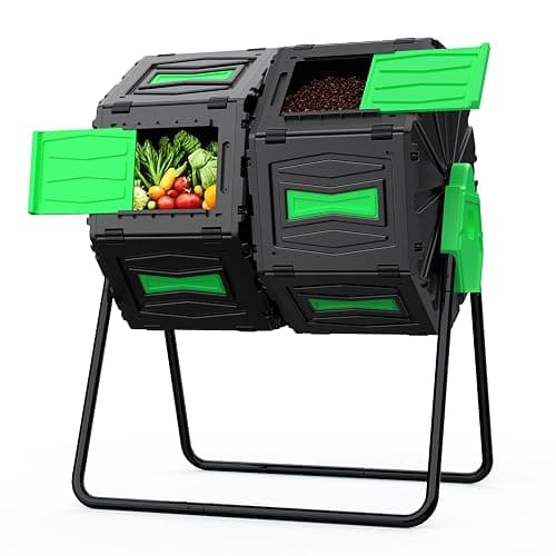 AACULPET Compost Bin Outdoor 45 Gallon / 170L Dual Chamber Composter, 360° Rotating Compost Barrel, BPA-Free Fast-Working All-Season Heavy-Duty Large Compost Tumbler for Garden Kitchen Yard Waste - Image 1