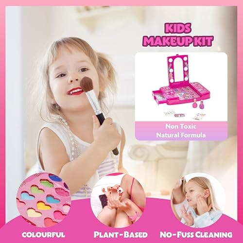 Barbie Beauty Vanity Set with Light-Up Mirror, Includes Lip Gloss, Eye Shadow, Brushes, Nail Polish, Accessories, and More! Ages 3+ Perfect for Parties, Sleepovers, and Makeovers, by Townley Girl thumbnail 3