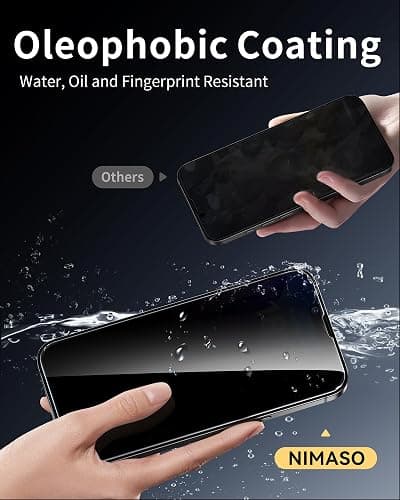 NIMASO for iPhone 17e/16e/13 Pro/13/14 Screen Protector, 2 Pack Privacy Tempered Glass, Anti-Spy, 9H Hardness Shockproof, Automatic Dust Removal, Instant Installation (6.1 inches) thumbnail 4