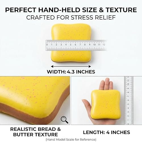 Slow Rising Squishy Butter Bread Squishy, Sensory Fidget Toys for Adults & Teens ADHD Anxiety Relief, Realistic Bread Squishies with Butter Scent, Fun Party Favors & Stocking Stuffers Gift (Yellow) thumbnail 7