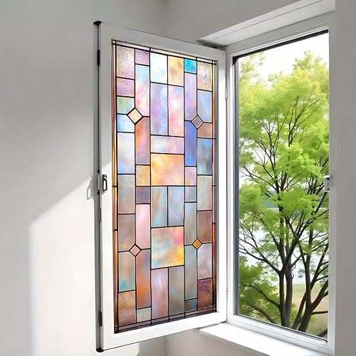 Fensterfolie Blickdicht von Aussen Lichtrosa Sichtschutz Fenster für Privatsphäre und Uv-Schutz Oder Fensterdekoration, Statisch Haftende Sichtschutzfolie Fenster thumbnail 3